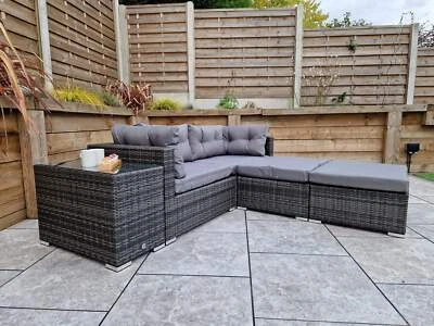 Rattan Garden Furniture Sofa Set - Dark Grey - Signature Weave Harper Stackable