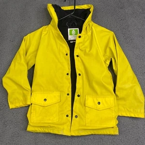 Oaki Oakiwear Rain Jacket Size 5 Yellow Lined Snap Pockets Hooded - Picture 1 of 11