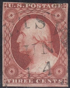 Scott #10A EE. UU. 3 quilates usado 3 márgenes CV $160 - Imagen 1 de 2