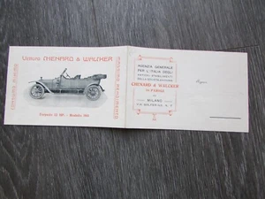 Vettura Chenard & Walcker Torpedo 12 HP Modello 1911 Original Car Brochure - Picture 1 of 14