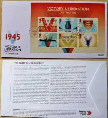 Jersey Stamps "Victory & Liberation - 70th" First Day Cover 6 Value S/S 2015 - Image 1 of 3