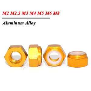 Tuerca de bloqueo de inserción de nailon Nyloc de aleación de aluminio M2,2,5,3,4,5,6,8 anodizado dorado - Imagen 1 de 16
