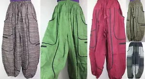 Pantaloni Gamba Larga Hippy Alibaba Harem Baggy Boho Pantaloni Combattimento Aladdin Yoga S48 - Foto 1 di 27