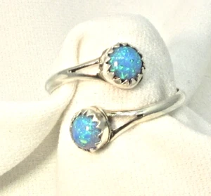 Opal Adjustable Ring Size 7 Lab Opal Wrap Around Ring Sterling Silver Navajo 670 - Picture 1 of 8