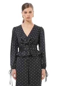 KEEPSAKE THE LABEL Hold Back LS Top Polka Dot Size 6 AU RRP 159 Casual - Picture 1 of 4