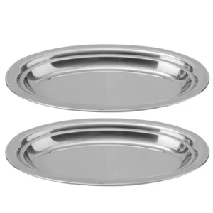 2 Pcs Ovale Pfanne Aus Edelstahl Ovales Essenstablett Edelstahlplatte - Bild 1 von 12