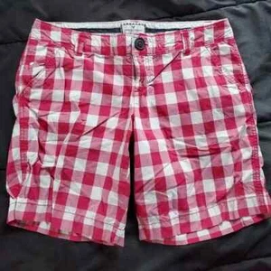 American Eagle Outfitters Womens Shorts Checkered Gingham Pink & White Size 4 - Picture 1 of 1