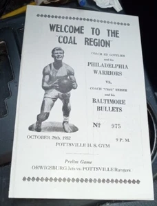 Philadelphia Warriors and Baltimore Bullets 1952 Basketball Program. - Picture 1 of 6