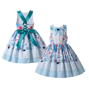 Girls Summer Dresses Size 2-12Y Floral Formal Party Pageant Dresses Sleeveless - Picture 1 of 11