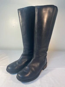 UGG Seldon Tall Boots Women's Black Leather Riding Side Zip Insulated - US 9.5 - Picture 1 of 6