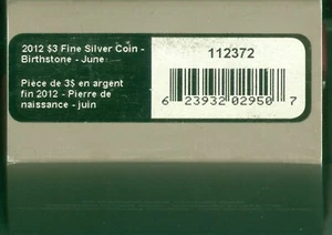 Canadá 2012 S $3 piedra de nacimiento junio caja y certificado de autenticidad solo sin monedas - Imagen 1 de 6