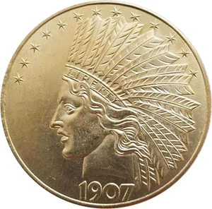 Antique Liberty Indian Head Ten Dollar Coin - Uncirculated Morgan Silver Dollar - Picture 1 of 12