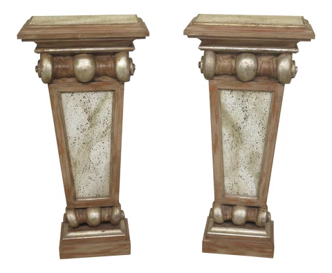 30892EC: Pair Italain Style Pedestal Wall Tables Cover