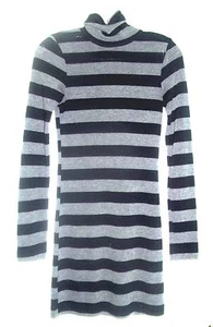 XXT Striped Black and Gray Long Sleeve Turtleneck Sweater Dress Size Jrs Medium - Picture 1 of 3