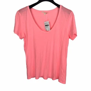 Sundry Women's Pop Peach Deep Scoop Neck Short Sleeve T-Shirt Size 3 / Large - Picture 1 of 3