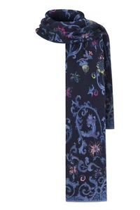 Ivko Bufanda Azul Floral Flores Lana Viscosa Flores Floral - Imagen 1 de 2