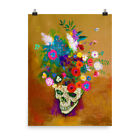 Affiche d'artiste t-shirts de crâne fleur impressionniste punk