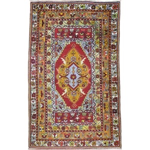 Alfombra de lana hecha a mano oriental vintage turca Kirsehir anudada a mano (talla 3,6 x 5,5) - Imagen 1 de 10
