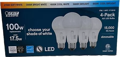FEIT ELECTRIC 100W Dimmable Bulb Selectable Color A21 E26 Base LED Bulb (4-Pack) - Image 1 of 4