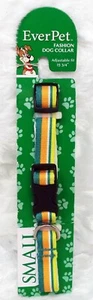 EVER PET Blue, Orange, White, Yellow Striped Adjustable Dog Collar (S) (NEW) - Picture 1 of 3