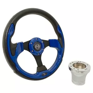 GTW 12.5" Blue Rally Golf Cart Steering Wheel Chrome Hub |Yamaha Cart | 1996 -up - Bild 1 von 3