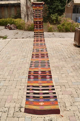 Turkish Rug 24''x289'' EXTRA LONG Runner Kilim Corridor Kilim Stairs Rug 2x24 - Image 1 of 4