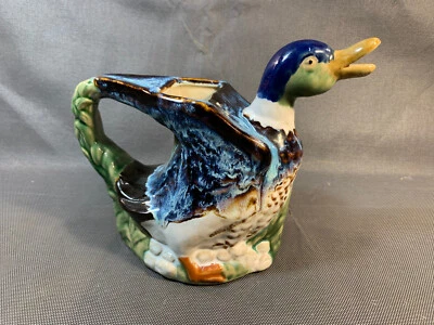 Ancien pichet à eau en grès vernissé canard ATHEZZA FRANCE cérmamique vintage - Photo 1/4