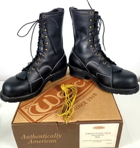 Neu im Karton - Wesco Ground Out schwarz Leder Holzfäller Linesman Stahlkappe Stiefel Größe 12D - Bild 1 von 10