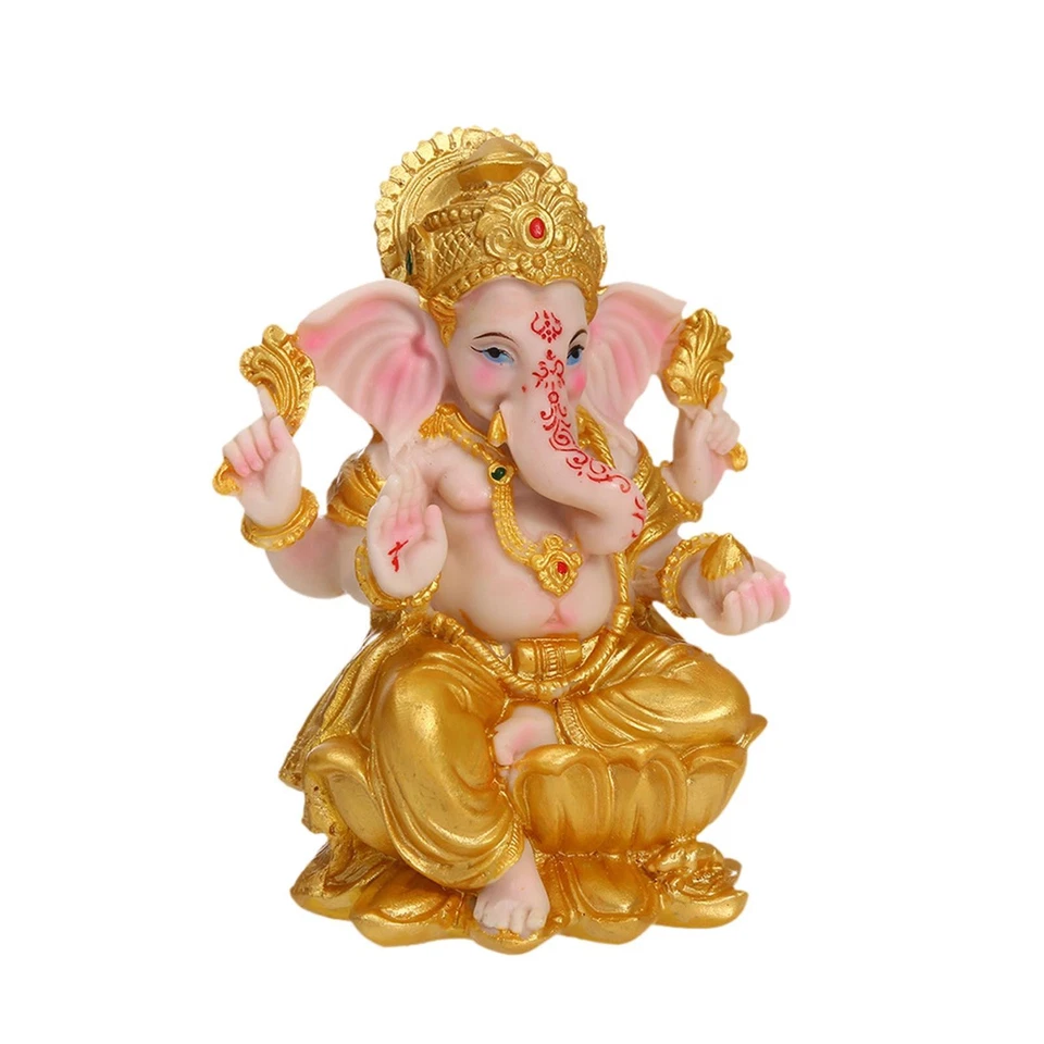 Resin Elephant Ganesha Buddha Statue Collection Decorative Sculpture Tabletop Foto 1 de 4