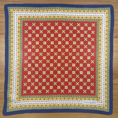 Yves Saint Laurent Algodón Geométrico Cuadrado Bufanda Logo Multicolor Talla 18"X18" Foto 1 de 4