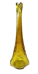 Vintage MCM Amber (Almost Yellow)Kanawha Glass Stretch SwungVase - Picture 1 of 13