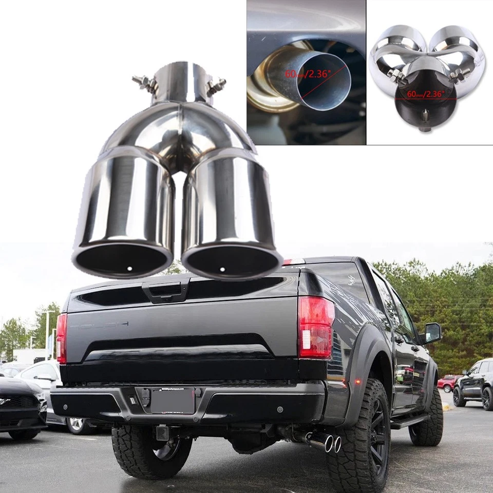 Puntas de silenciador de escape trasero doble/salida calibre coche para Ford F-150 STX Foto 1 de 4