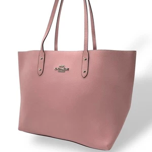 Coach Pink Leather Tote Bag, A4 Size, Reversible, F72673 - Picture 1 of 14