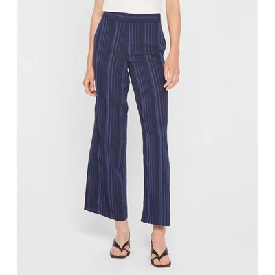 CLUB MONACO Women's Striped Sonyah Pants Size 6 Maritime Blue Slit Hem NWOT - Image 1 of 4