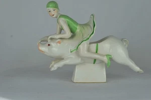Art Deco-German Style Bowl Figurine Pig Bathing Beauty Sexy Art Nouveau Style Po - Picture 1 of 12