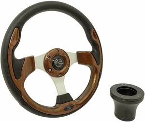 GTW 12.5 Inch Woodgrain Rally Golf Cart Steering Wheel for Club Car Precedent - Picture 1 of 2