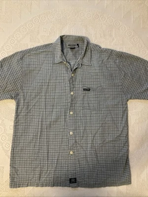 Camisa De Colección No Fear Para Hombre XL Abotonada Manga Corta Bolsillo Frontal A Cuadros Azul 0423 Foto 1 de 4