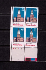 US USA Sc# 2337 MNH FVF PLATE # BLOCK Pennsylvania Philadelph Constitution - Picture 1 of 1