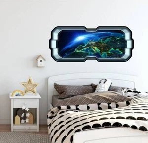 SpaceScape Orbiting Earth 3D Space Ship Window Wall Decal Vinyl Sticker Graphic - Picture 1 of 3