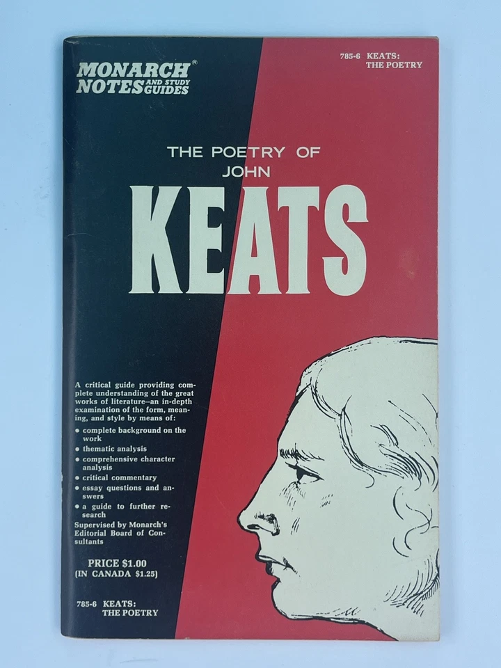 Monarch Notes Study Guide Poetry of John Keats  Cliffs 1965 - Image 1 of 1