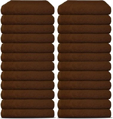 BROWN SALON TOWEL 16 x 27 INCHES LARGE GYM SPA HAND TOWELS 100% COTTON - Image 1 of 4