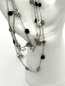 Brighton Multistrand Necklace Black & Gray Crystals & Hearts Necklace - Bild 1 von 4