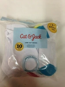 Cat & Jack Low Cut Cushioned Athletic Socks 10 Pack Girls Size S Shoe Sz 5.5-8.5 - Picture 1 of 3