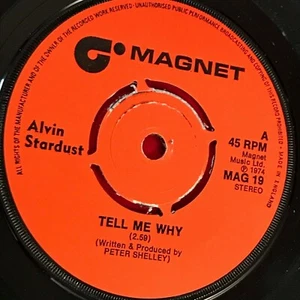 ALVIN STARDUST Tell Me Why 1974 UK 7" vinyl single Magnet 45 record - Imagen 1 de 2