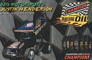 2016 Justin Henderson Champion Oil PRI Show World of Outlaws Sprint Hero Card - Imagen 1 de 1