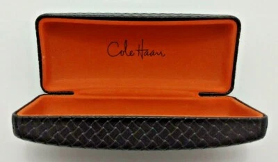 Estuche para gafas Cole Haan - Cuero sintético espiga marrón con interior de fieltro naranja Foto 1 de 4