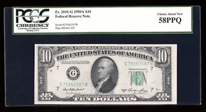 DBR 1950-A $10 FRN Chicago Fr. 2011-G PCGS 58 PPQ Serial G79262587B - Picture 1 of 2