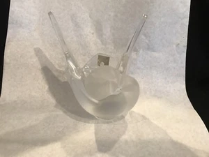LALIQUE SIGNED FROSTED CRYSTAL ‘SYLVIE’ Love Birds, DOVES 9” Flower VASE & Frog - Picture 1 of 15