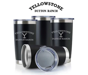 Yellow stone Logo ENGRAVED Insulated Tumbler 20 oz Beth Dutton Rip Cup - Picture 1 of 7