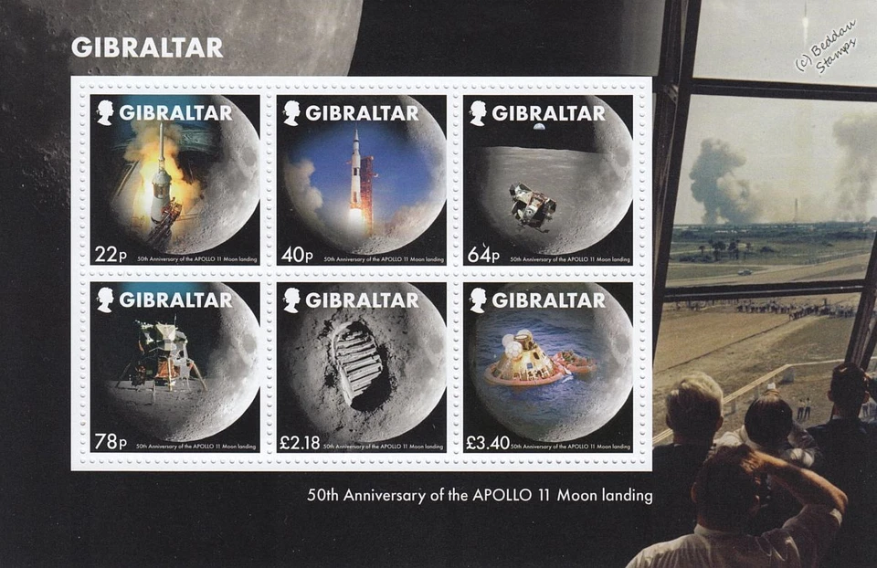 Hoja de estampillas APOLLO 11 NASA Moon Landing Space 6 valores MNH £7,62 (2019 Gibraltar) Foto 1 de 1